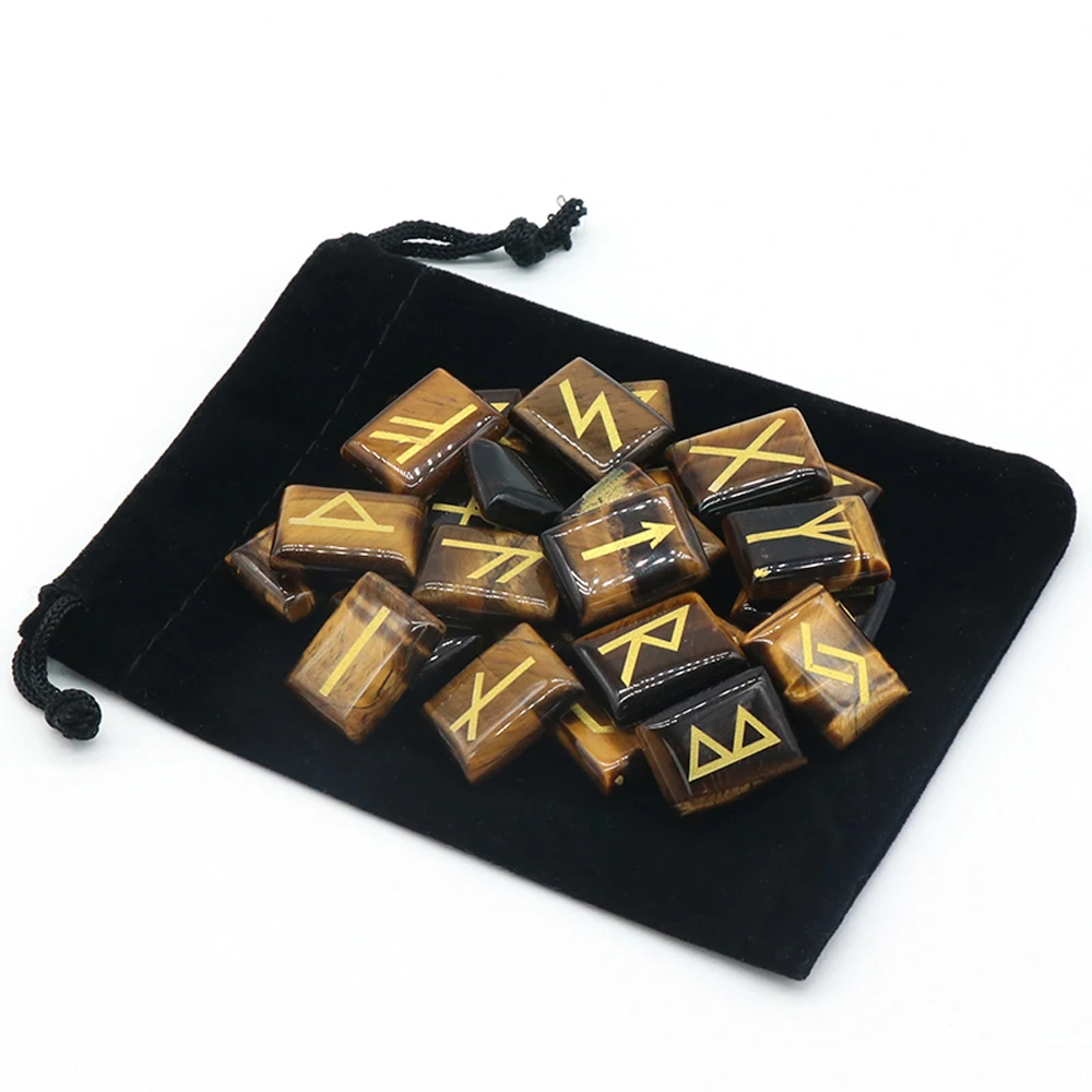 Juego de runas naturales, libro del cielo, piedra de adivinación, Reiki, cristal, ágata, poder, espécimen de adivinación, decoración de regalo curativo, 25 uds.