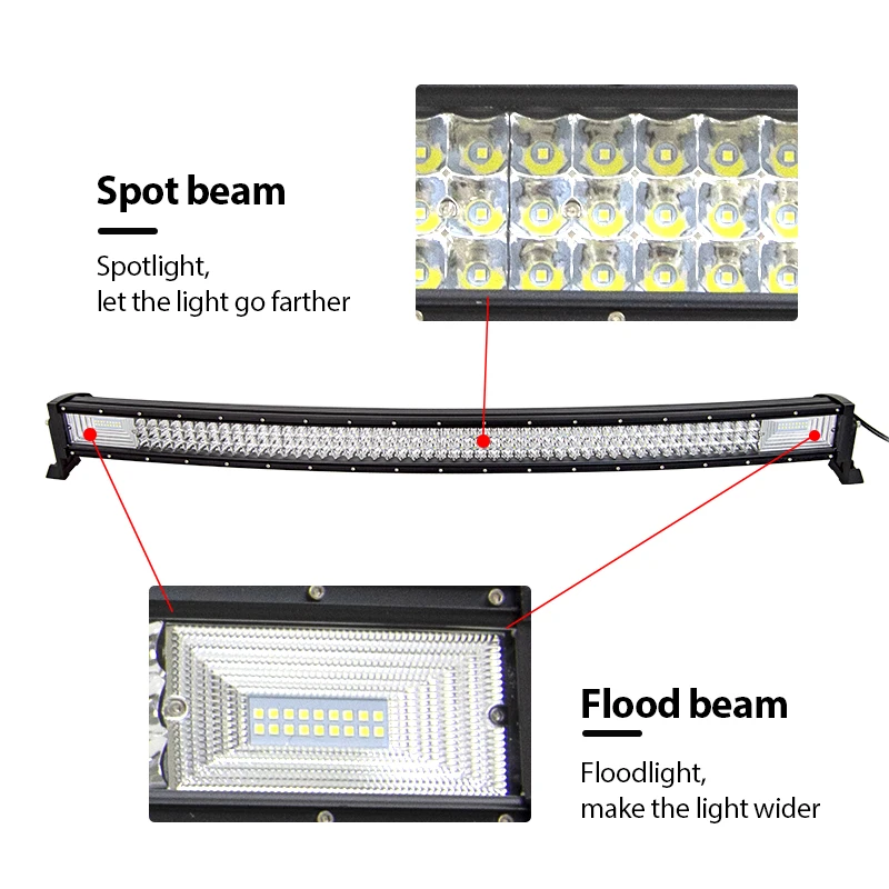 Auxtings 22 32 42 52 ''en barra de luz Led curvada/recta COMBO barra de luz de trabajo Led conducción todoterreno coche camión 4x4 SUV ATV 12V 24V