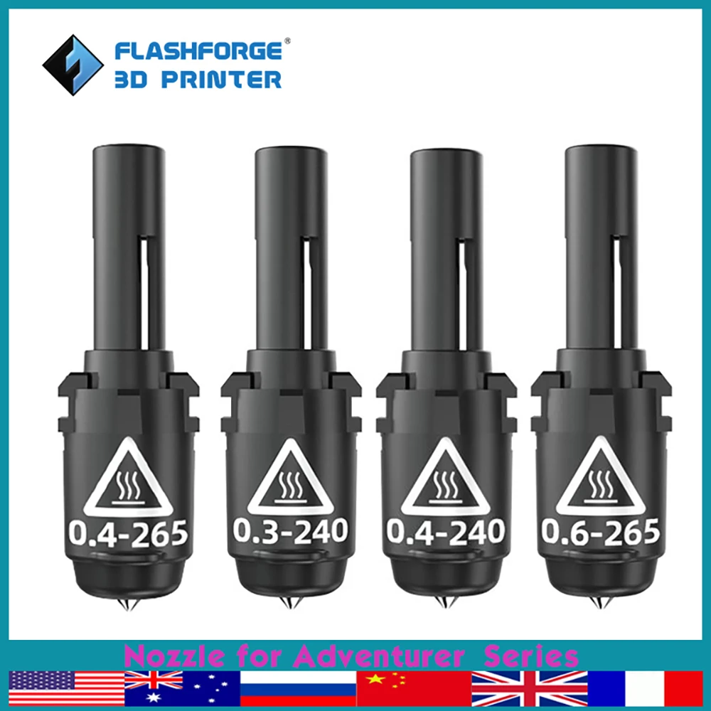 Boquilla FLASHFORGE para Adventurer 3 Adventurer 4 Serise 0,3/0,4/0,6mm piezas de impresora 3d de alta temperatura accesorios de repuesto