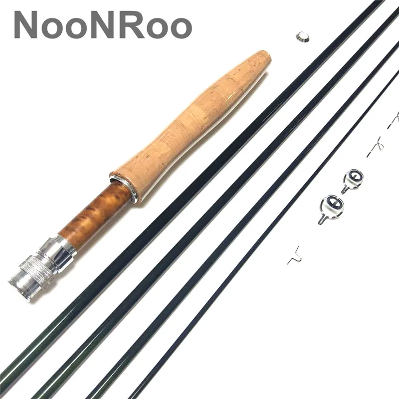 NooNRoo IM8 8 pies 6 pulgadas 4 piezas 1wt Kit DIY de caña de mosca de acción rápida con mango de corcho de grado A Combo de caña de pesca con mosca