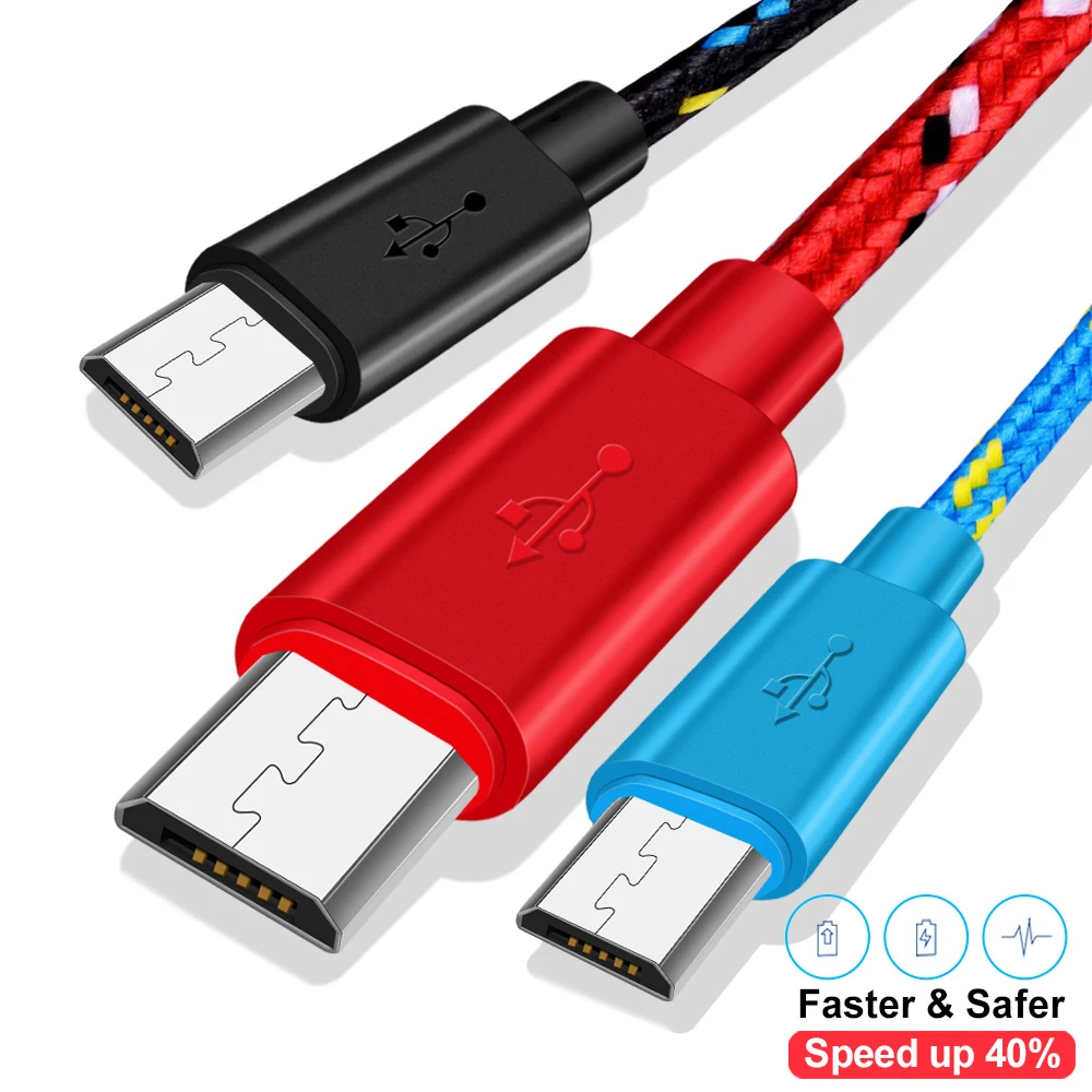 Cable Micro USB sincronización de datos Cable cargador USB para Samsung S7 Huawei Xiaomi Android Cables de teléfono móvil trenzados de nailon carga rápida