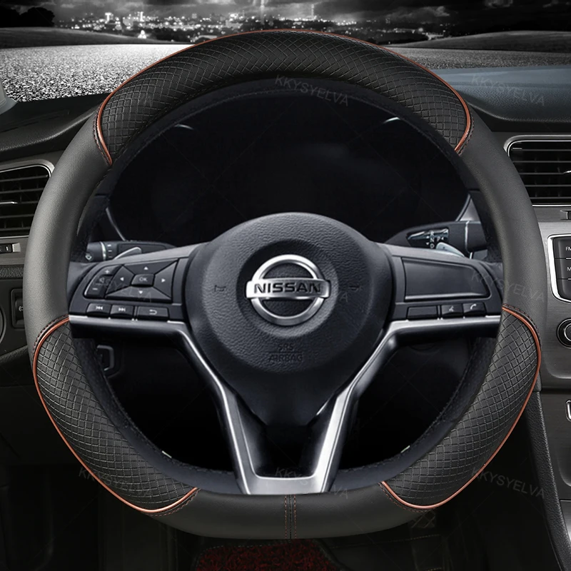 Protector para volante de coche tipo D de cuero PU para Nissan x-trail Qashqai Rogue Sport Rogue 2017 2018 2019 2020 2021 Altima Versa