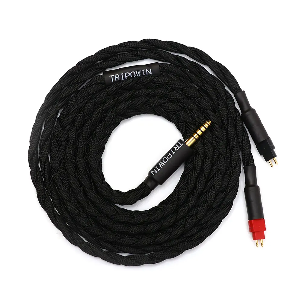 Preorden Tripowin GranVia 26AWG 36 hebras x 4 núcleos Cable de repuesto para auriculares hecho a mano para HD650 HD580 HD800 ANANDA negro