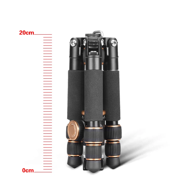 QZSD Q166 Trípode Plegable Ligero y Corto de Aleación de Aluminio, Mini Trípode Portátil para Todas las Cámaras DSLR, Teléfonos Móviles Inteligentes