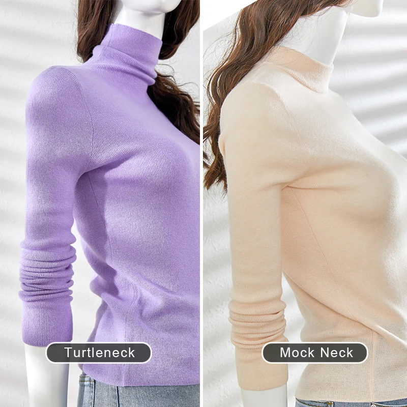 SuyaDream invierno 2021 100% lana cuello liso jerseys 2021 Otoño Invierno básico suéteres para mujer de colores de caramelo