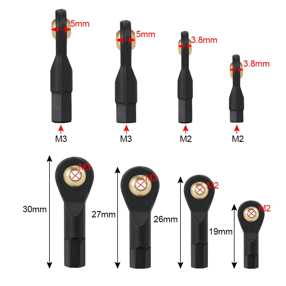 YEAHRUN 10 Uds M2 M3 extremo de varilla soporte de cabeza de bola extremos de varilla de amarre juntas esféricas de plástico tornillo de mano derecha para RC coche barco avión camiones