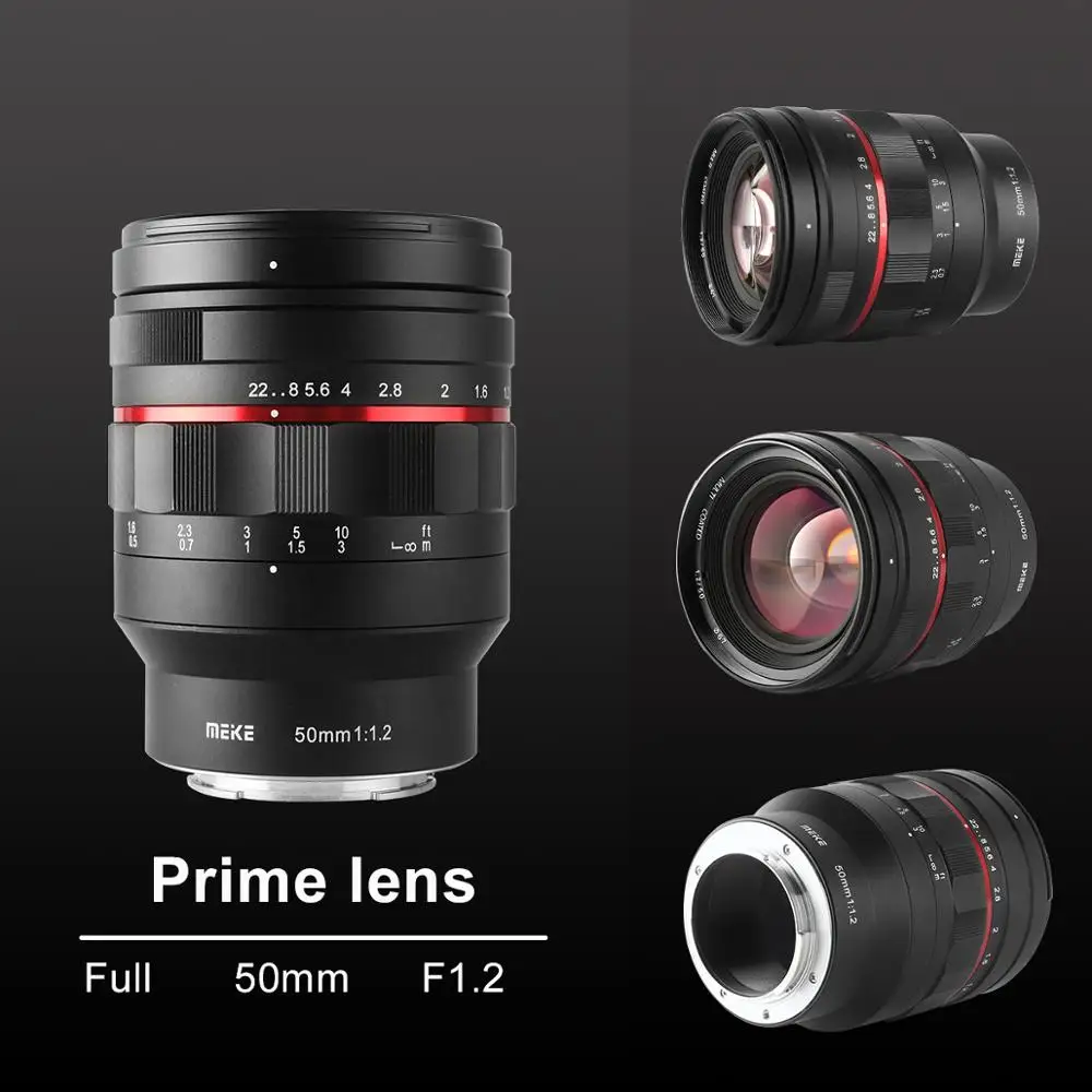 Lente Meike de 50 mm F1.2 de Gran Apertura y Enfoque Manual para Cámaras Sony con Montura E/Nikon con Montura Z/Canon con Montura EF/L