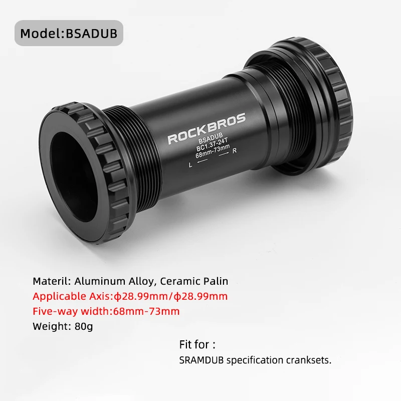 ROCKBROS-soporte inferior de bicicleta, rodamiento de cerámica, diámetro BSA 68 73 MM 24-22mm para SRAM GXP DUB Shimano 6800 R8000, platos y bielas