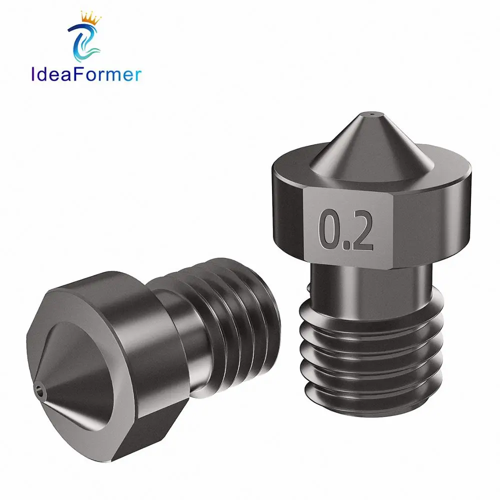 Boquilla V6 de acero endurecido, 0,2/0,4/0,6/0,8/1mm, filamento de 1,75mm, boquilla de impresora 3D M6 para extrusora Ender 3 Hotend Titan Prusa I3 MK3