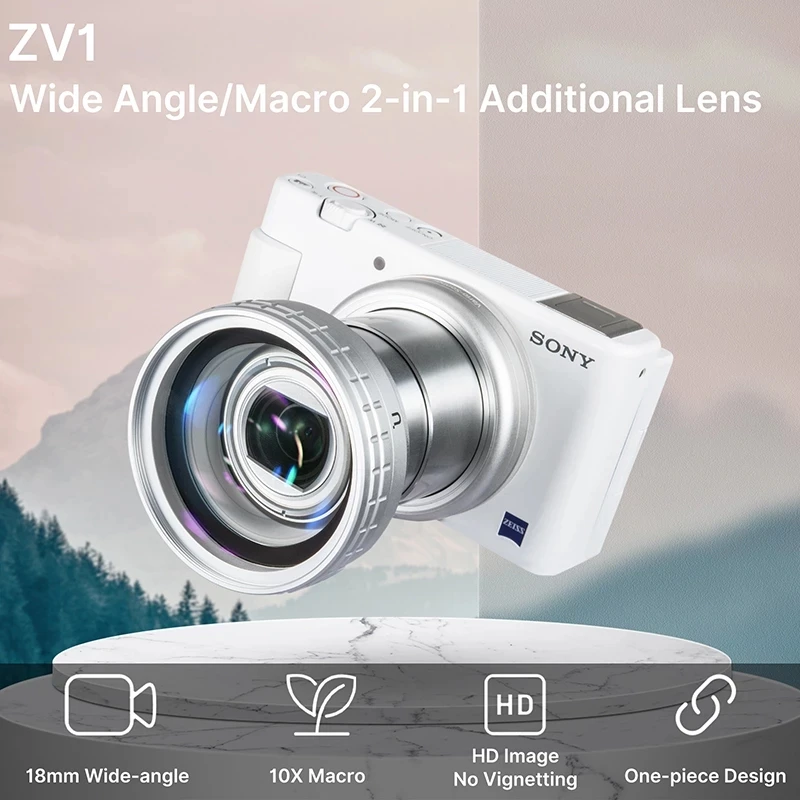 Ulanzi-lente de cámara WL-2 para Sony ZV1, objetivo de 18MM, gran angular, Macro, 10X, accesorios Vlog, color blanco, 2 en 1, WL-1