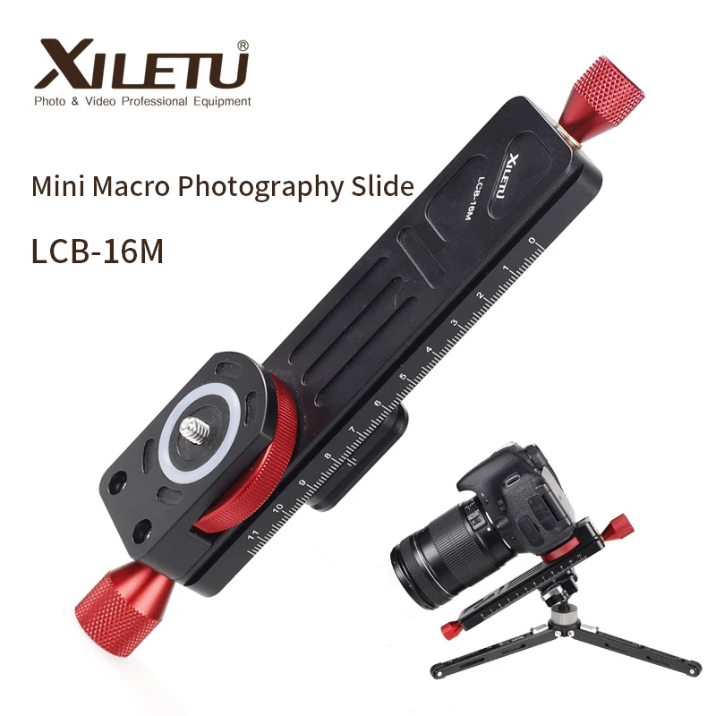 XILETU LCB-16M Mini Macro fotografía carril deslizante mesa portátil diapositiva para cámara Macro lapso de tiempo fotografía ARCA SWISS