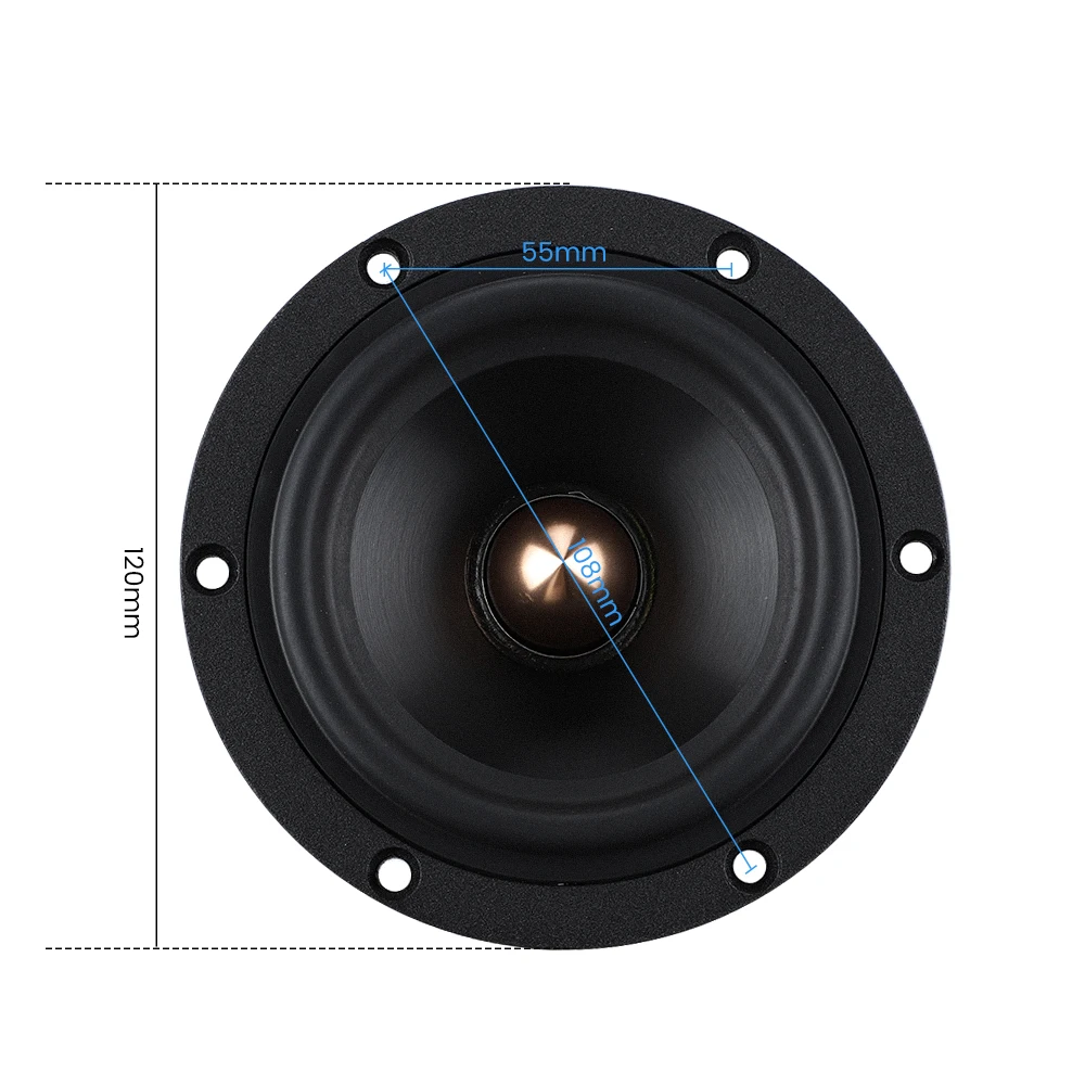 AIYIMA-altavoz de graves de rango medio para cine en casa, altavoz de graves de 4 pulgadas, 4, 8 Ohm, 50W, tipo bala de aluminio, Hifi, 1 unidad