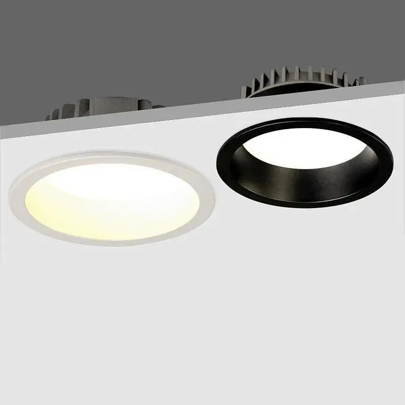 Luces LED empotradas antideslumbrantes regulables AC85~265V, luces LED de techo de 7W/9W/12W/15W, lámparas de fondo, iluminación interior