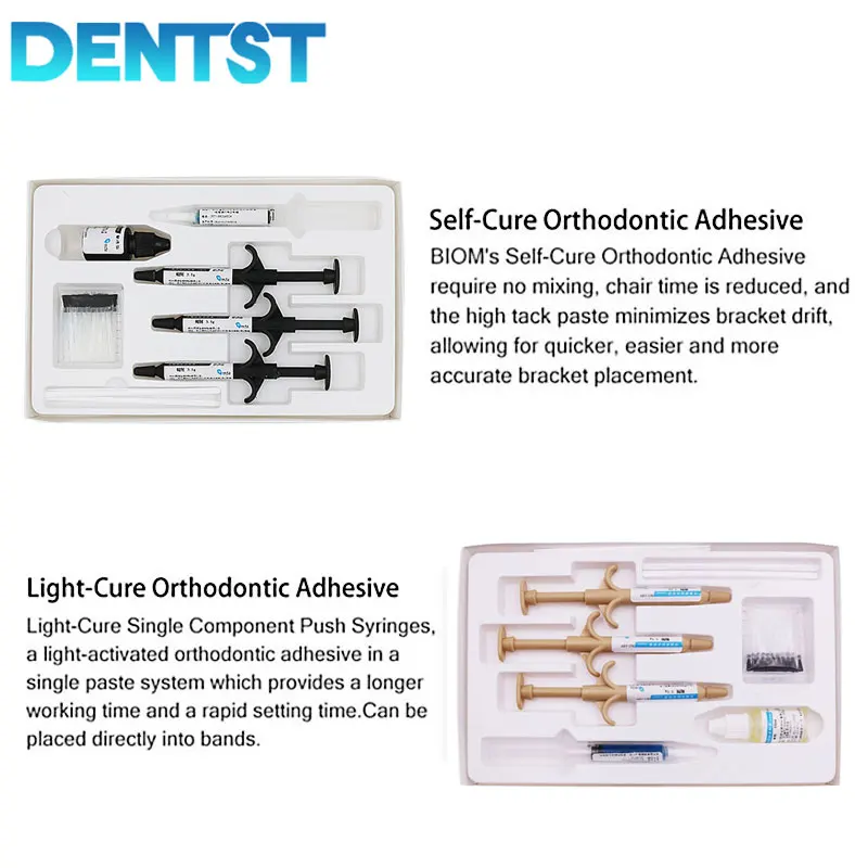Kit de pegamento de soportes de curado ligero adhesivo de ortodoncia Dental para soportes de ortodoncia sistema de unión directa pegamento azul