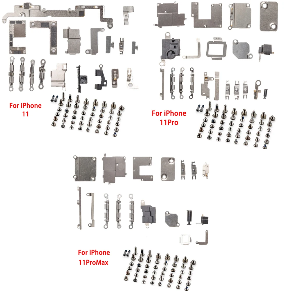 1 Juego de tornillos completos + soporte de Metal interior para iPhone 5S SE 6 6S 7 8 Plus X XR XSMAX 11 Pro Max dentro de piezas pequeñas de hierro 1 Juego