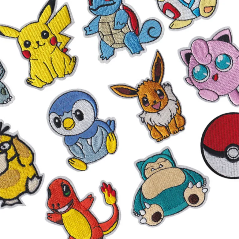 Parches de Tela de Pikachu, Adhesivos para Ropa, Parches Bordados para Coser, Apliques Termoadhesivos para Ropa, Decoración de Prendas con Dibujos Animados, DIY