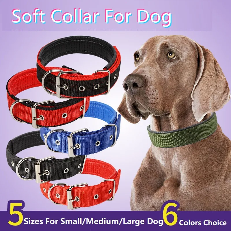 Collar ajustable de algodón suave para perros y gatos, accesorios para perros y gatos, collares para perros pequeños y grandes, tamaño Golden Retriever Dulldog S-XL
