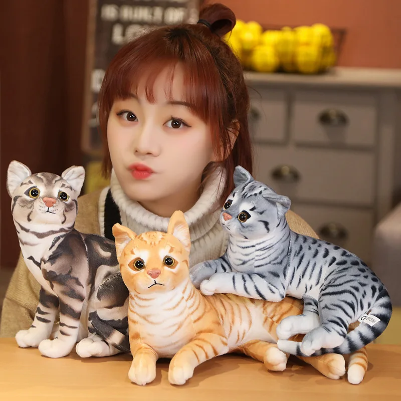 29cm simulación americana Shorthai y gato siamés peluche muñeca realista Animal mascota juguetes para niños decoración del hogar regalo del bebé