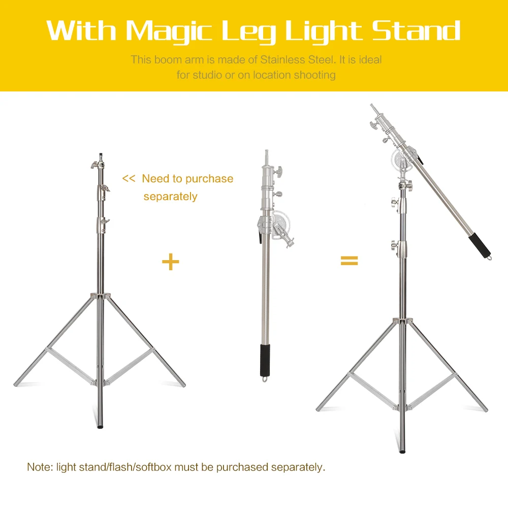 Barra de brazo cruzado de acero inoxidable SH 106cm-249cm con bolsa de peso accesorios de estudio fotográfico varilla de extensión Kit de estudio fotográfico soporte de luz