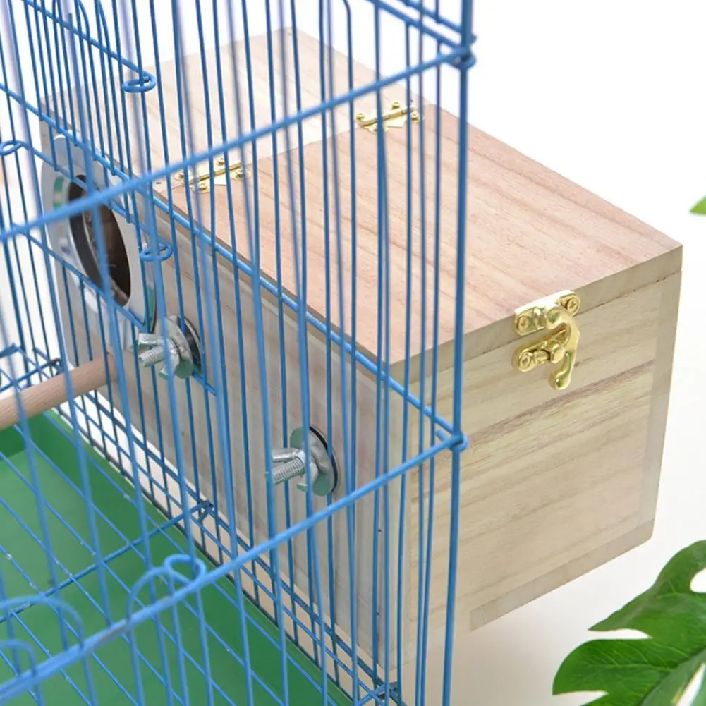 Caja de madera para cría de loros, casa de pájaro, nido, decoración decorativa para mascotas, accesorios para jaulas de balcón, N0W8