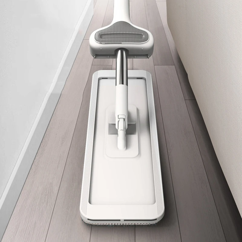 Mmagic Mop para Limpieza de Suelos, Fregona Giratoria Plana con Cubo, Limpieza Fácil del Hogar 360 °   Rotación con