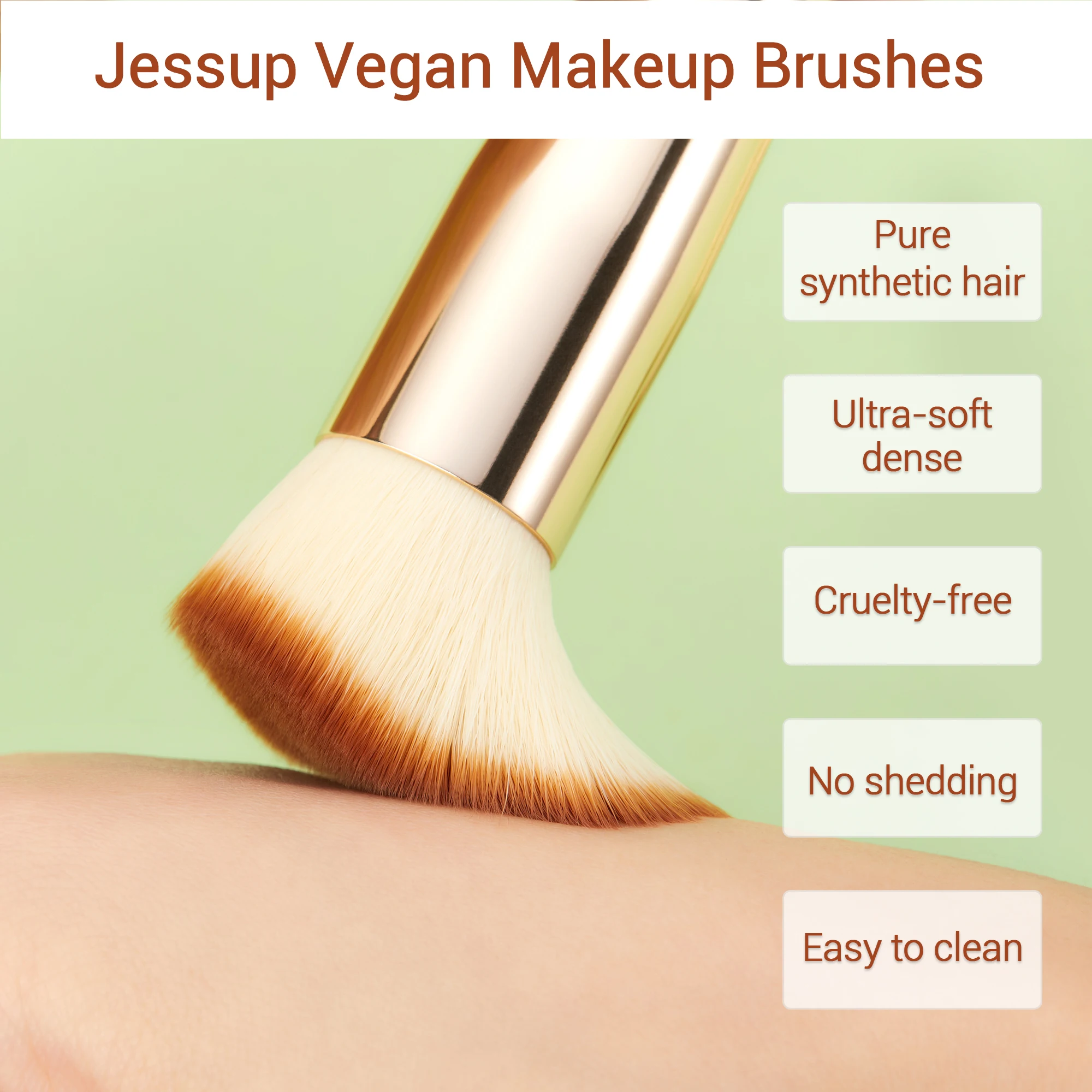 Jessup-Juego de brochas de bambú para maquillaje profesional, juego de brochas para base en polvo, delineador de ojos, sombra de ojos, mezcla de cejas
