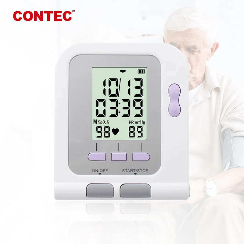 CONTEC08C Monitor de presión arterial Digital automático Monitor de presión arterial esfigmomanómetro medidor de pulso de ritmo cardíaco Monitor de pantalla grande