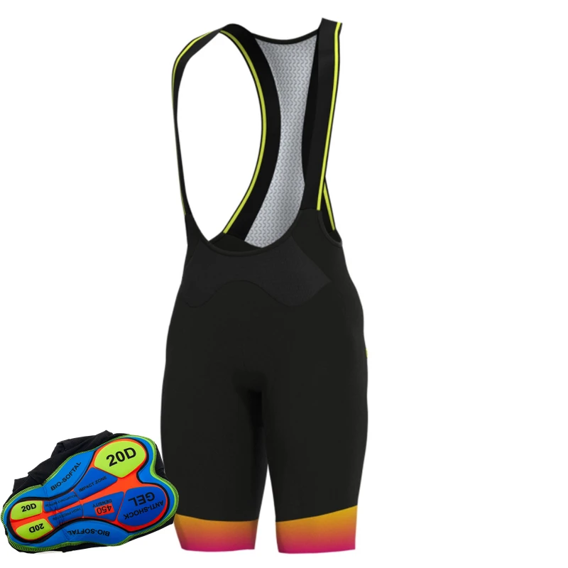 Pantalones cortos con pechera para ciclismo para hombre, almohadilla gruesa de Gel a prueba de golpes, pantalones cortos de ciclismo para hombre 6 horas de paseo Pro Lycra, Bretelle de ciclismo para hombre