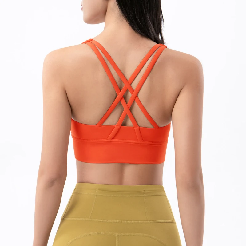 SOISOU-Sujetador deportivo con espalda cruzada para mujer, Bralette recortado para gimnasio, Yoga, Sexy, transpirable, ropa interior, 25 colores