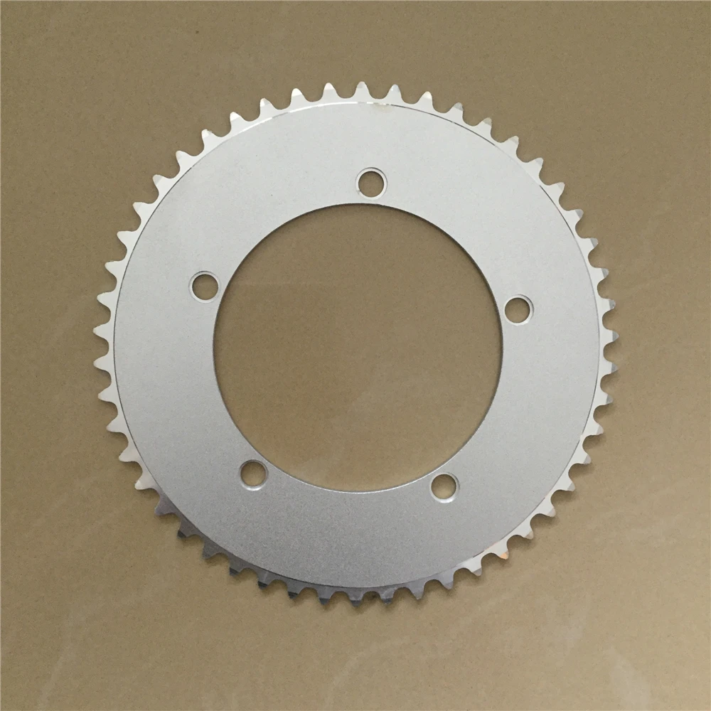 Plato de Cadena para Bicicleta de Pista y Piñón Fijo, 130 MM BCD, 44T 46T 48T 50T 52T 53T, para Bicicleta Fixie de Una Velocidad, Plateado