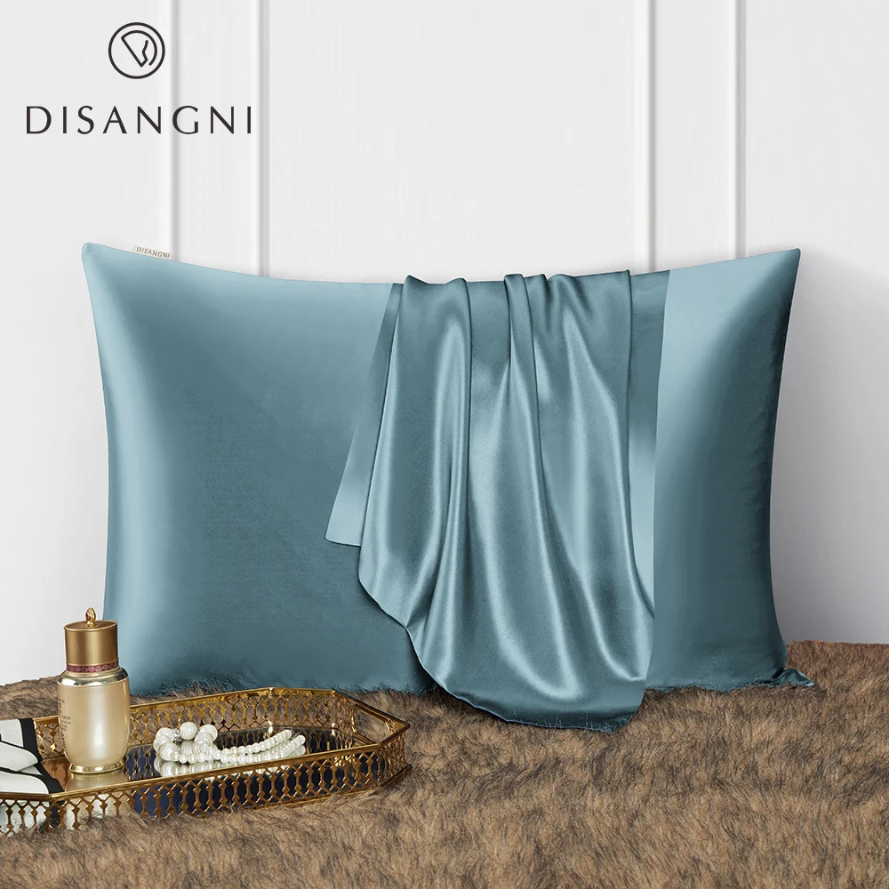 Funda de Almohada DISANGNI 22 Momme 100% Seda de Morera Pura para Cabello y Piel, Seda Natural de Doble Cara con Cierre Oculto, Suave y Delicada