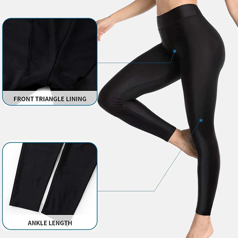 Anfilia Pantalones de natación para mujer Pantalones de natación de talle alto Leggings de natación Medias de natación