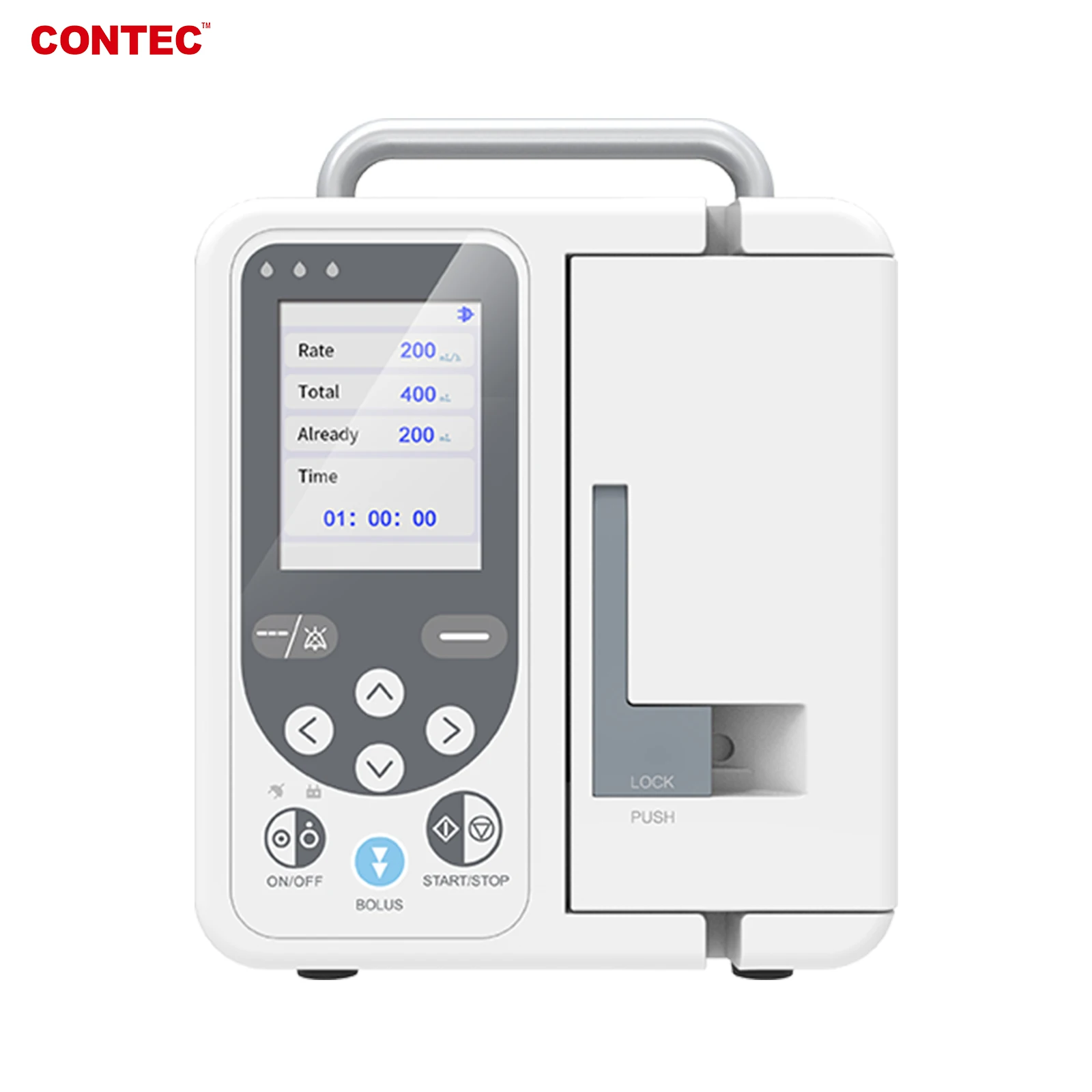 CONTEC SP750 Bomba de infusión alarma en tiempo real Pantalla LCD grande Bomba de jeringa de fluido volumétrico IV (uso humano o veterinario)