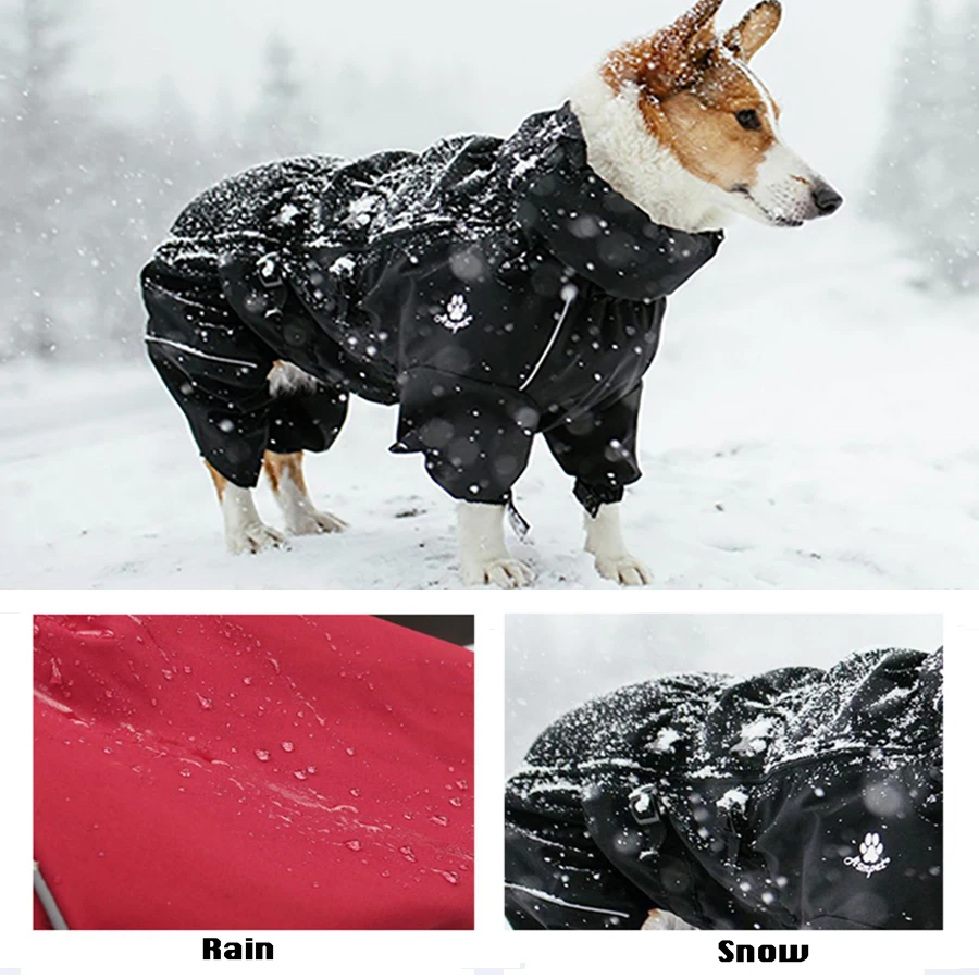 Abrigo para perros, chaqueta para exteriores, ropa impermeable para invierno, mono grande, impermeable reflectante para perros medianos y grandes