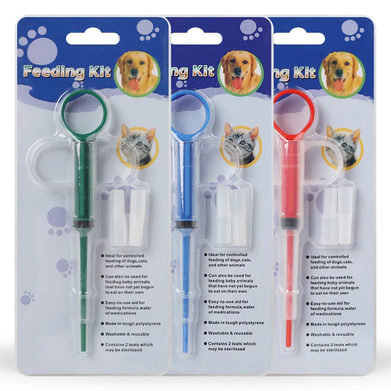 Jeringa para mascotas, alimentador de medicina para perros y gatos, tableta para píldoras, pistola, dispensador de empuje, agua, leche, Kit de alimentador para cachorros, 1 unidad