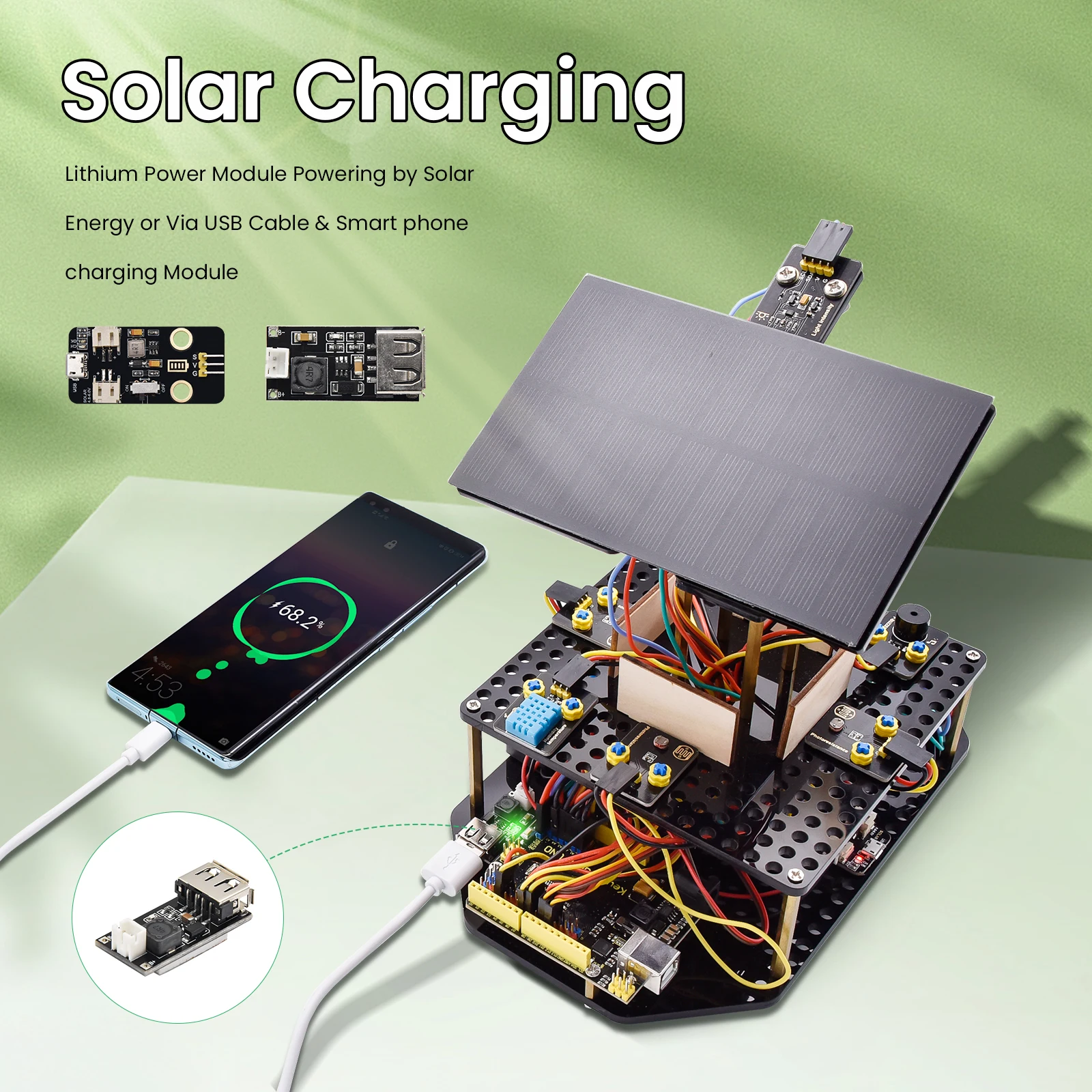 Keyestudio-Kit de seguimiento de Panel Solar, sistema de seguimiento, Kit electrónico para Arduino UNO, juguetes de programación para niños con pantalla LCD 1602