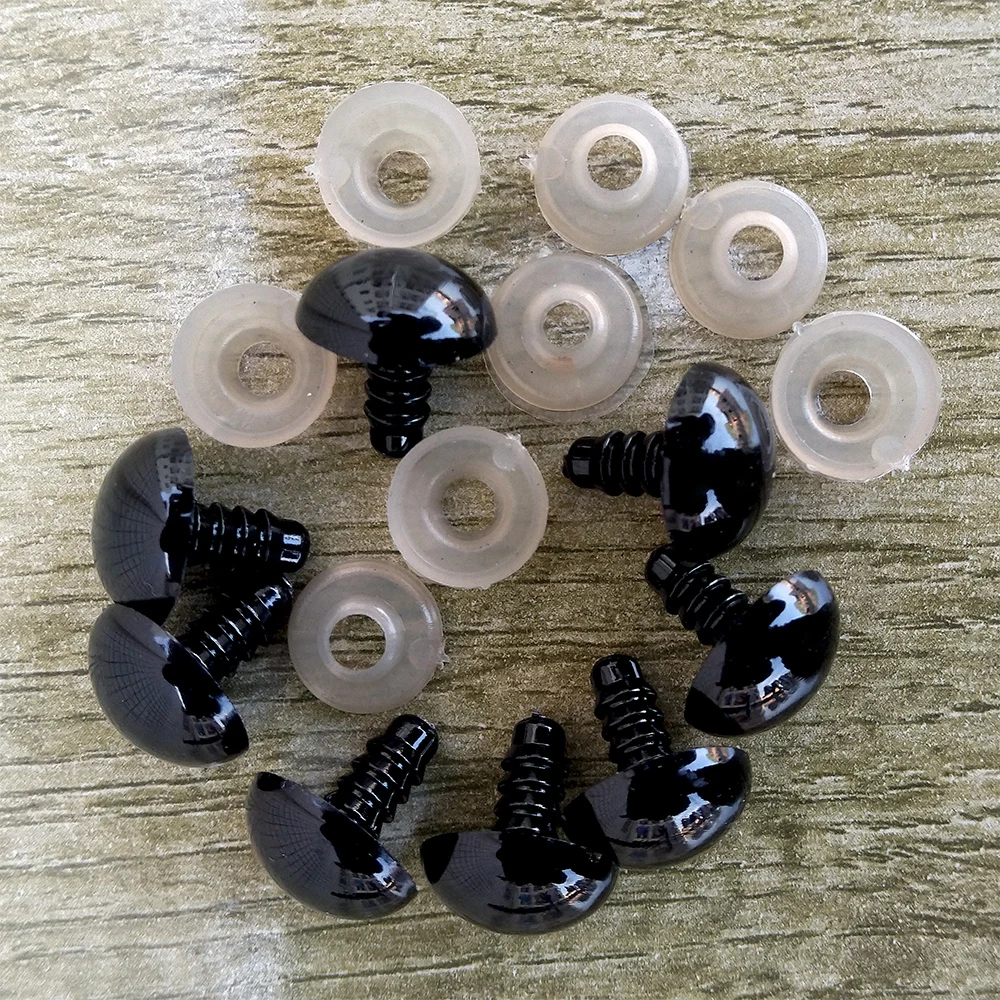 100 piezas de ojos de seguridad de plástico de 8/10/12/14 mm para juguetes, ojos de ganchillo de tamaño mixto para muñecas, accesorios para amigurumi.