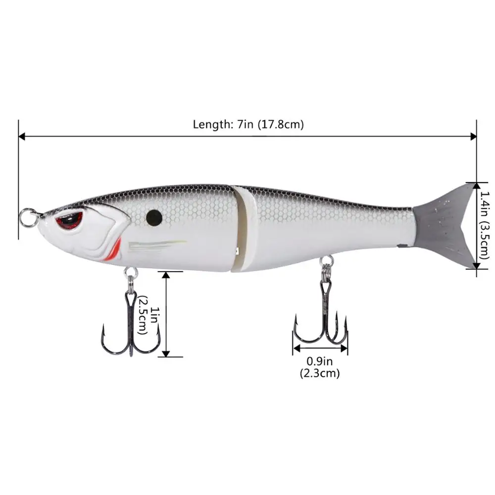 Bassdash Swimbaits señuelo de pesca de lubina, cebo duro para lubina, Lucio, trucha, Glide, 17,8 cm/62,5g, 11,5 cm/18,4g, paquete de 3