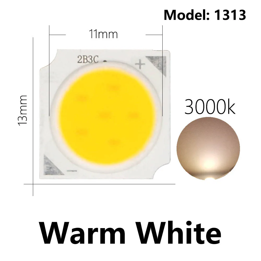10 unidades de chips LED COB de 3W/5W/7W/10W, fuente de luz LED de 13mm para bombillas LED, lámparas, focos, luces empotradas y diodos LED