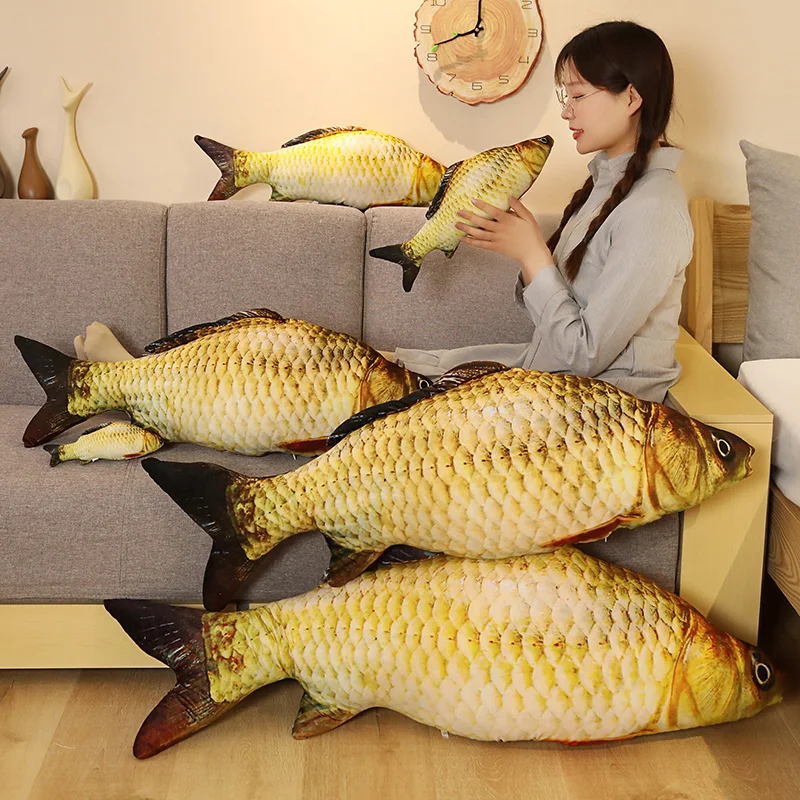 30-80cm simulación 3D pez dorado juguetes de peluche Animal suave carpa almohada de felpa sofá creativo cojín regalo juguete para niños