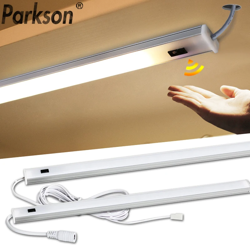 Luz LED de 5W/6W/7W para debajo del gabinete con interruptor de encendido por movimiento de la mano y sensor PIR, luces LED para debajo del gabinete de cocina, luces nocturnas LED.