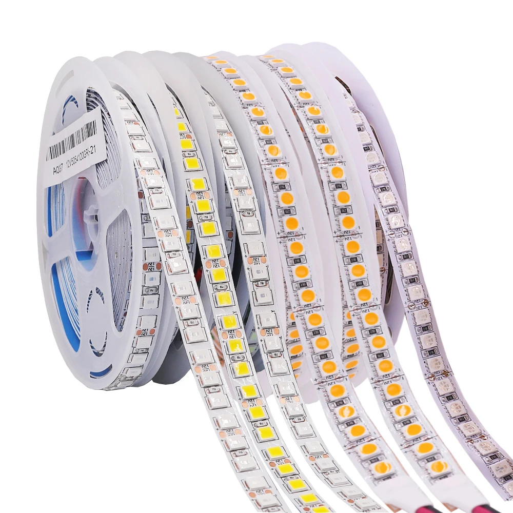 Tira de luces LED de 5M SMD 5050 5054 cinta LED cinta impermeable diodo 12V 2835 luces de neón flexibles 60/120Leds/m luces LED para decoración de habitaciones