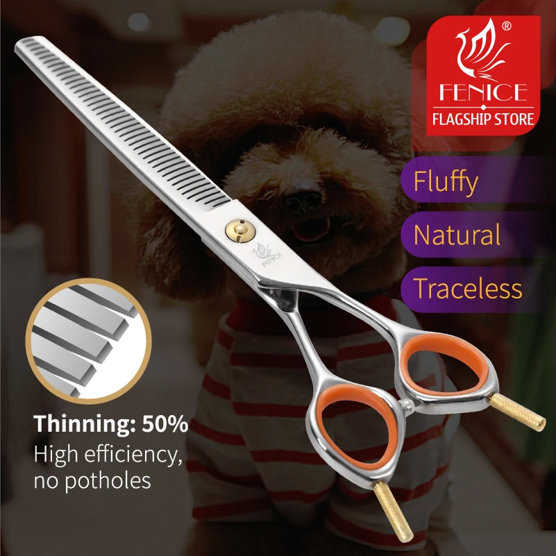 Fenice-Tijeras profesionales de peluquería para perros JP440C, herramienta de belleza para mascotas, 7,0 pulgadas, 50% de tasa de adelgazamiento