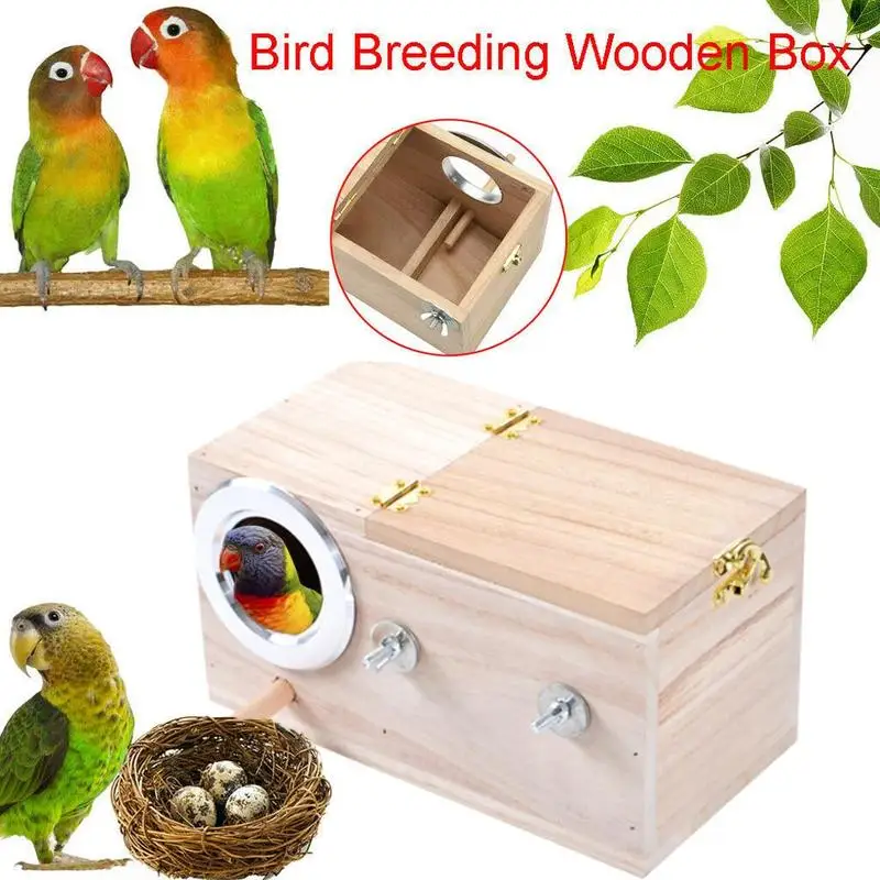 Caja de madera para cría de loros, casa de pájaro, nido, decoración decorativa para mascotas, accesorios para jaulas de balcón, N0W8
