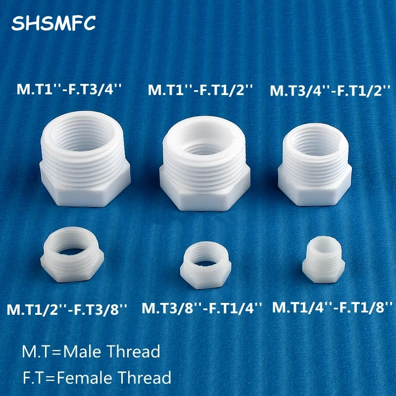 Conector de buje roscado de plástico, accesorios de tubería de unión de cambio macho/hembra recto, adaptador de riego, 3/8 ", 1/4", 1/8 ", 1/2", 1"