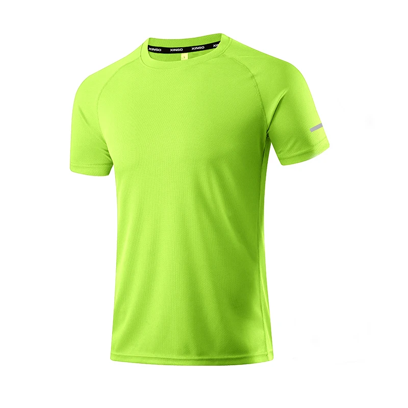 Camiseta para correr de poliéster de secado rápido para hombre, camiseta transpirable para Fitness, ropa de ejercicio de entrenamiento, camiseta deportiva para gimnasio, camisetas ligeras