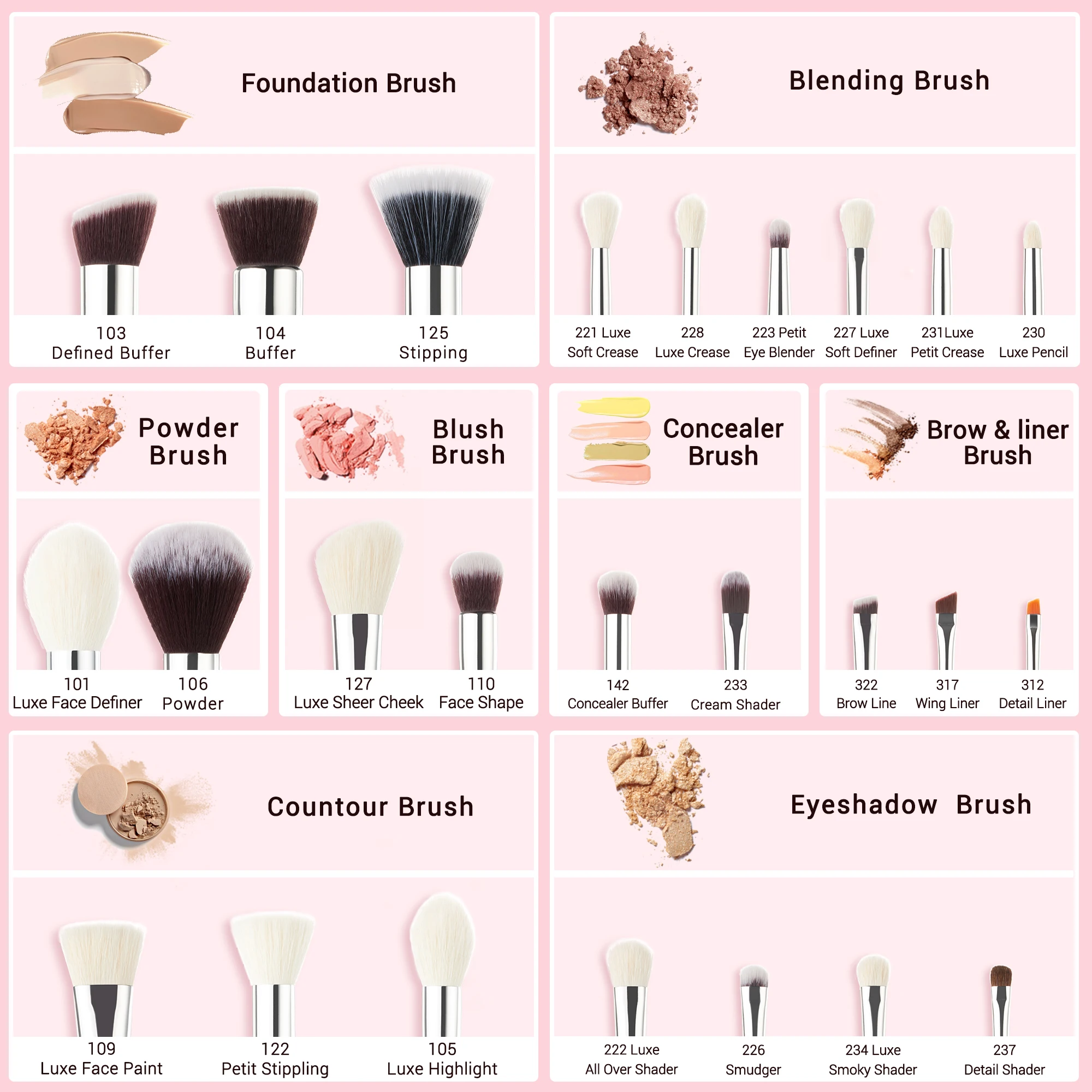 Jessup-Juego de brochas de maquillaje, 25 uds., brocha de maquillaje profesional, base en polvo sintético Natural, sombra de ojos para mezclar T195