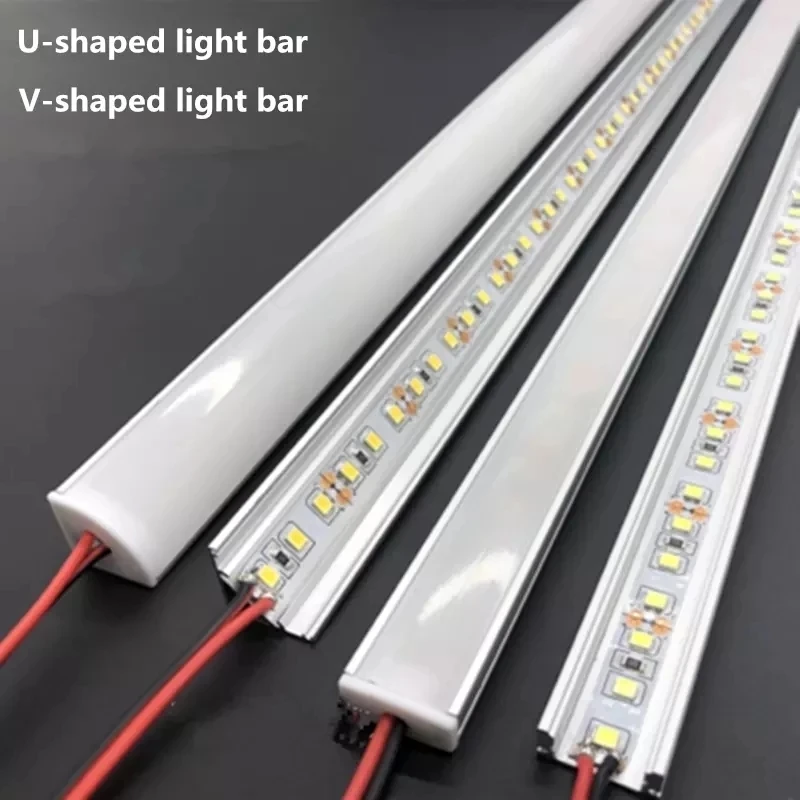 Barra de luz rígida de aluminio LED DC12V 50CM 20 pulgadas en forma de U/V 5730 36LEDs canal de aluminio LED iluminación o conector de decoración del hogar