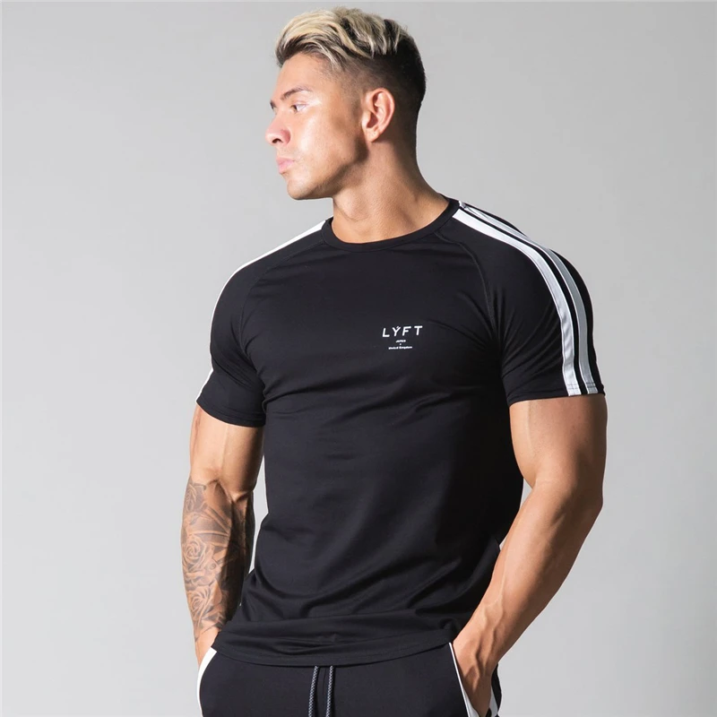 Camiseta deportiva para correr para hombre, Camisa ajustada de algodón, elástica, para entrenamiento, gimnasio, trotar, nueva