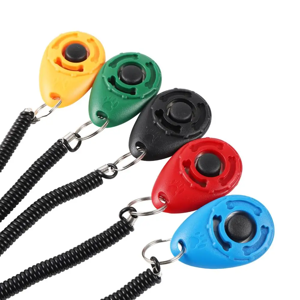 Productos para mascotas, Clicker de entrenamiento para perros y gatos, plástico, nuevos perros, ayuda para entrenador, correa de muñeca ajustable, llavero con sonido, repelente de perros